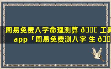 周易免费八字命理测算 🐞 工具app「周易免费测八字 生 🐵 辰八字测算」